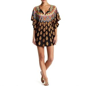 Trina Turk Moroccan Medallion Colorful Tunic Swim Cover Up Dress Large
